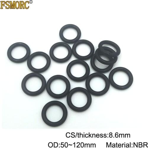 5pcs 8.6mm Thickness CS Nitrile Rubber O Rings OD 50 55 60 65 70 75 80 85 90 95 100 105 110 115 120mm NBR o ring sealing Gasket
