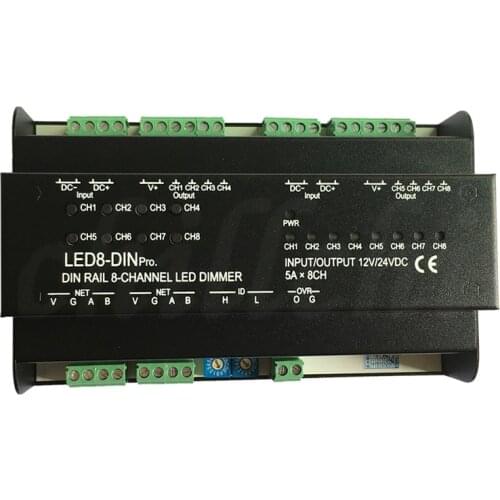 Rail type 8-way LED light with dimming module LED light bar dimmer RS232 RS485 serial communication