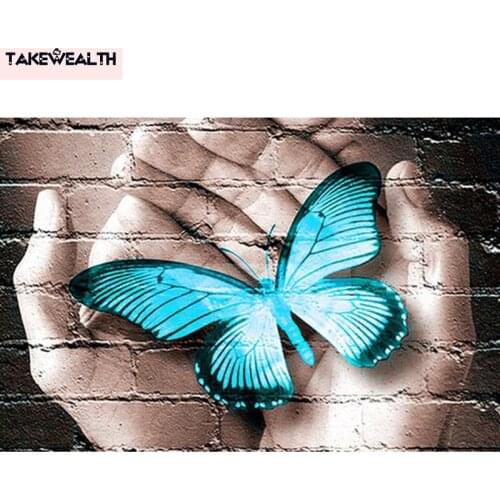 Diamond Embroidery 5D DIY Diamond Painting The Hands of Butterflies Cross Stitch Rhinestone Mosaic home Decoration gift s554