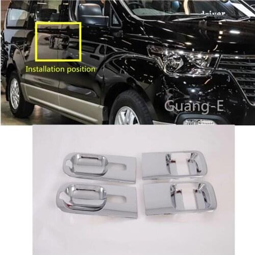 Car Sticker Protection Garnish Detector Trim ABS Chrome External Door Bowl Frame For Hyundai Starex H-1 2018 2019 2020