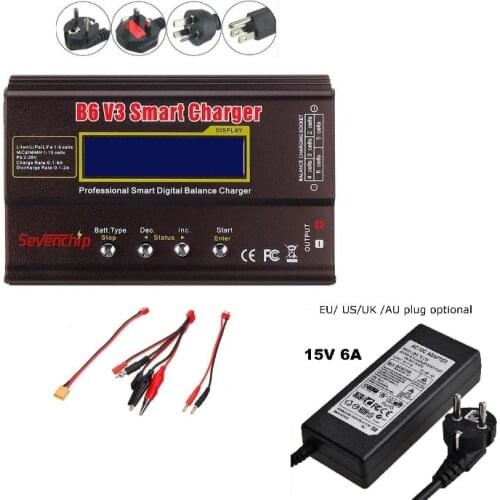 B6 V3 80W 6A Lipo Battery Balance Charger Discharger Upgrade Version with 15V 6A Power Supply Adapter With Plug