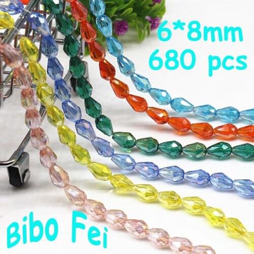 Free shipping multi color 6*8mm 680PCS Czech crystal beads,Tear Drop Crystal ,Pendant Beads, bracelet necklace Jewelry Making