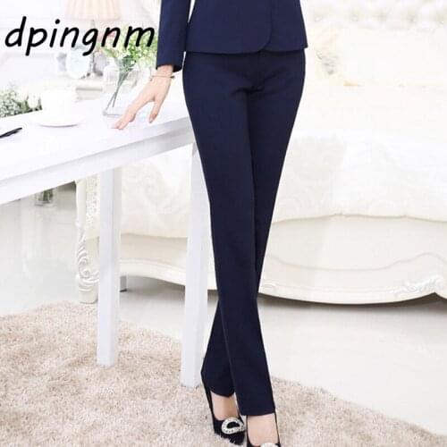 Spring Autumn Fashion Women Plus Size Trousers Elastic High Waist Pants Clothes Straight Office Formal Trousers Lady Pants