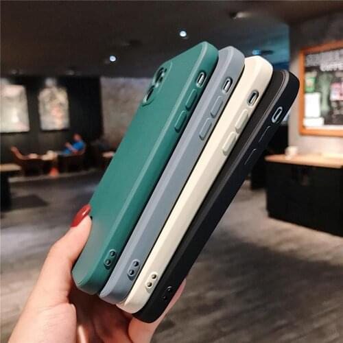 Full Protection Cube Phone Case for iPhone 7 8 Plus SE 2020 X XR XS 11 12 Pro Max Liquid Silicone Soft Silicone Matte Back Cover