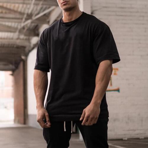 Oversized Mens T shirts Dropped Shoulder Short Sleeve Tops Summer New Korean Style Loose T-shirt Men Male Tee Cotton Tshirt