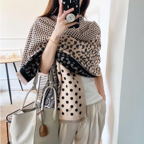 Cashmere Cashew Print Scarf Women Korean Version of The New Polka Dot Thick Warm Shawl