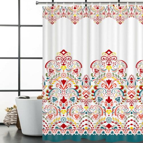Classical Shower Curtain Waterproof Bathroom Decor Curtain with Hooks
