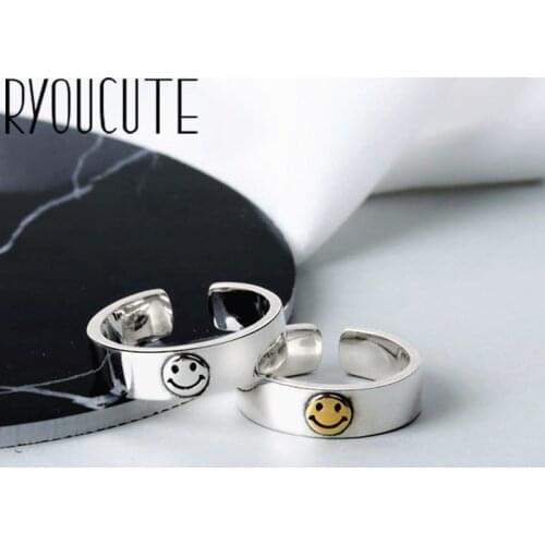 Original Design Popular Golden Color Smile Face Ring Simple Rings for Women Wedding Engagement Jewelry Gifts