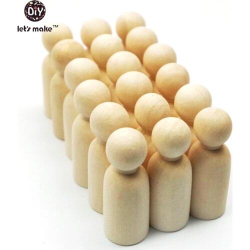 Lets make 50Pcs Grandpa Peg Dolls (2.1'')Solid Hardwood Natural Unfinished beads Turnings-Ready for Paint or Stain- wooden toy