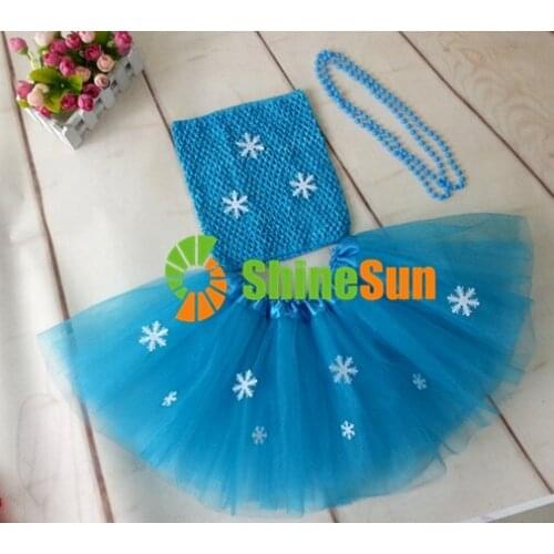 Blue Baby Girls Tutu Set Princess Snow Tutus Children Fancy Suit