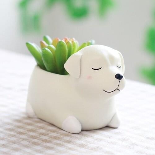 Creative Cartoon Dogs Flower Vase Puppy Resin Planter for Succulents Cute Corgi Mini Flower Pot Desktop Pot Garden Bonsai