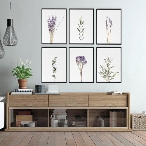 Lavender Eucalyptus Posters Botanical Canvas Painting Farmhouse Wall Decor Art Pictures Bedroom Decoration Scandinavian Decor