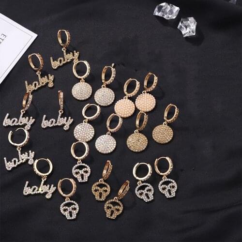 Dvacaman Geometric Round Star Letter Skull Small Hoop Earrings Women Huggie Earrings Jewelry Trendy Crystal Drop Earrings Bijoux
