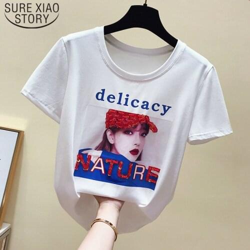 Fashion Female T-shirt Summer White Vintage T Shirt Women Tops Cotton Short Sleeve Tee Shirt Femme New 2019 Print Shirt 4956 50