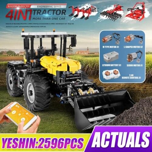 MouldKing 4 In 1 Motorized Grassland Harrow Tractor Farming Agriculture Cultivator Loader Truck Building Blocks RC Electric Toys