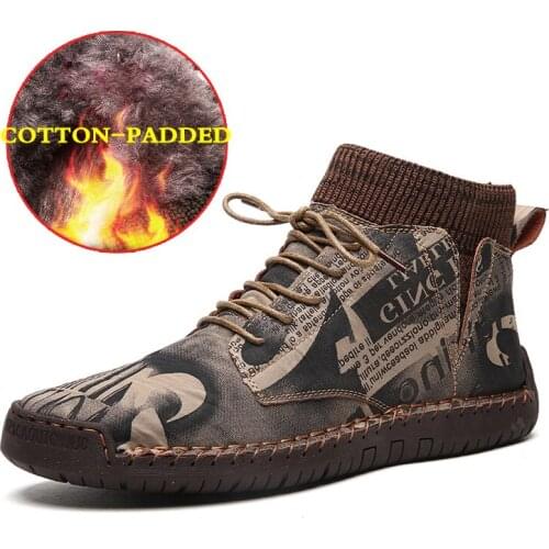 Fall Winter 48 Size Mens Shoes High Top Socks Shoes Plus Velvet Cotton Shoes Stitching Trend and Ankle Boots Size 38 Fashion