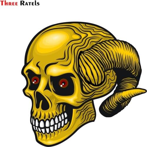 Three Ratels FTC-897 Cartoon Skull Aces Dice Gambling Decal Pvc Motorcycle Car Stickers To Diy Guitar Laptop Luggage