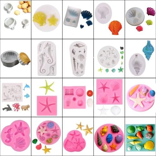 Shell Shape Fondant Silicone Cookies Cutters Set Plunger Cake Mold Bakeware Cake Decorating Tool Cake Tools Cookies Cutter Tools