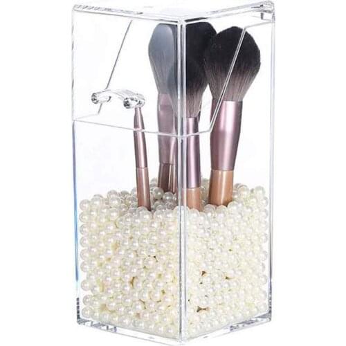 Makeup Brush Organizer Makeup Brush Holder with Dustproof Lid Cosmetic Brush Storage Transparent Acrylic Makeup Box