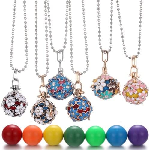 Pregnancy Necklace Mexico Chime Music Angel Ball Caller Sunflower Daisy Locket Aromatherapy Essential Oil Diffuser Necklace
