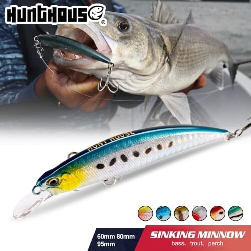 Hunthouse spearfead ryuki minnow lure 60mm/7g 80mm/13g 95mm/16g wobbler sinking long casting trou perch bass fishing hard bait