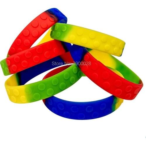 300pcs block building silicone wristband Personalized Rubber bracelets Sports Gifts shipping by DHL A