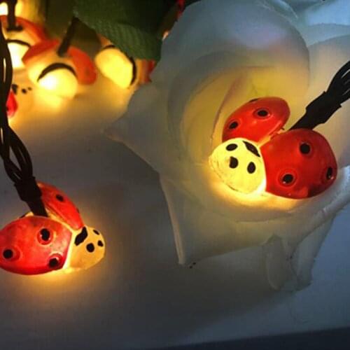 LED Outdoor Solar Lamp Ladybug led String Fairy Lights Outdoor Waterproof Garden Fence Summer Patio Christmas Garland Light