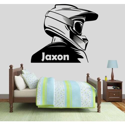 Personalised Custom Name Wall Decal Motocross Art Vinyl Window Stickers Kids Boys Bedroom Nursery Playroom Interior Decor 3768
