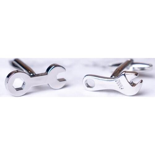 Tool Series Cufflinks Silver Plated Wrench Cuff Button Novelty Spanner Design Jewelry For Men Shirt Business Party Gift