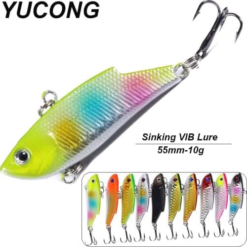 YUCONG 1Pcs Fishing Lure 5.5cm-10g Sinking Crankbait Vibration Lure Sea Bass Pike Bait Hard Wobbler VIB Jerkbait Vibe Lipless