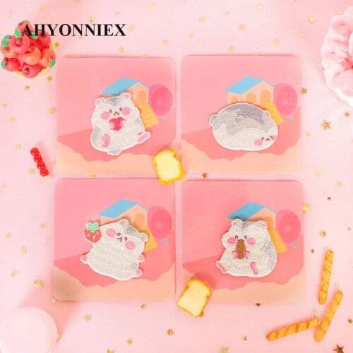 1 Piece Fat Hamster Embroidery Repair Patches Bag Jacket Jeans Cartoon Iron On Patches for Clothes Small Glue Sticker