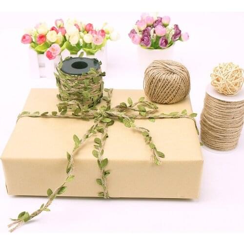 10M DIY Simulation Twine Rattan Leaf Christmas Manual Line Forest Home Environmental Decoration Wedding Supply Woven Green Rope