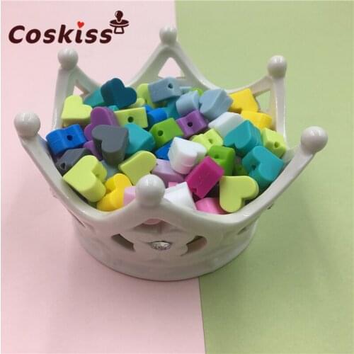 Silicone Beads Love-heart Shape 10pcs 14mm Food Grade Teether BPA Free Ecofriendly Beads Bracelet Diy Jewelry Baby Teether