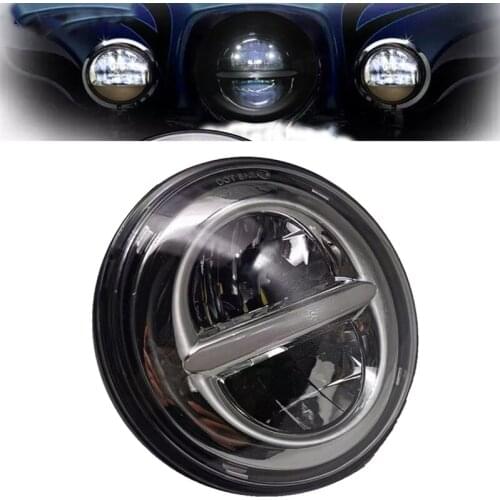 7'' 50W Motorcycle LED Headlight Angle Eyes Amber Signal Halo DRL for Jeep Wrangler JK LJ CJ Steet Glide Ultra Classic Touring