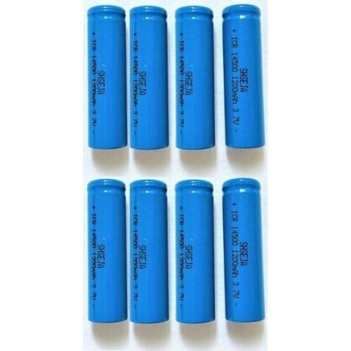 8PCS Real power SHSEJA ICR14500 145001200mAh 3.7v rechargeable li ion Batteries led flashlight Flat Top Battery
