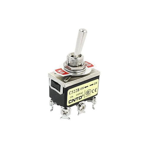 C522B DPDT 2 Positions Locking 6-Terminals Toggle Switch AC250V 15A