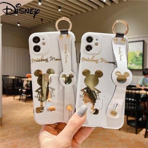 Disney Mickey Mouse for IPhone 7/8P/X/XR/XS/XSMAX/11/12Pro/12mini Cartoon Wristband Bracket Anti-drop Mobile Phone Case