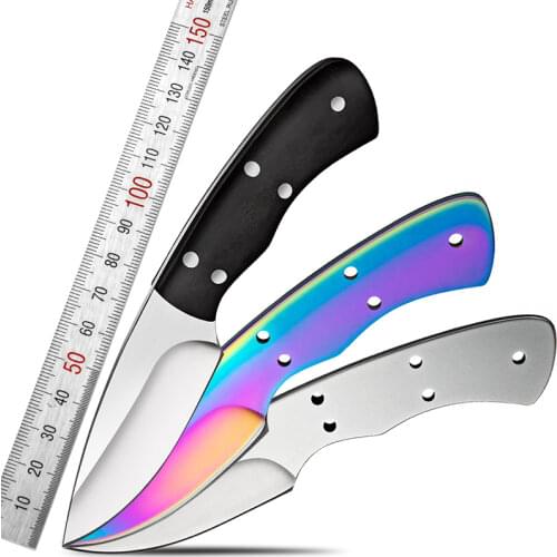 KKWOLF DIY pocket Knife Blanks 440c Sharp Fixed blade Hunting Knife camping knifeblade billet outdoor EDC Self-defense survival
