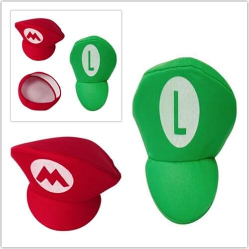 Adult Kids Anime Cute Cartoon Super Game Luigi Cosplay Hats Red Green Cap Prop