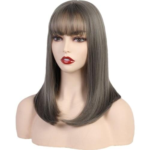Elegant Womens Straight Wigs Resistant Natural Party Costume Wig Gray