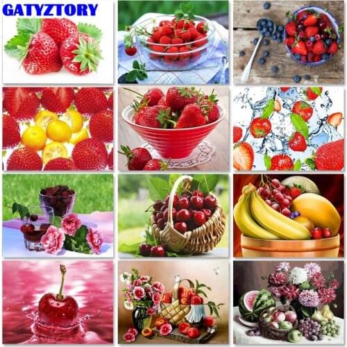 Gatyztory DIY Paint By Number kits Fruit Pictures By Numbers Colouring HandPainted Oil Painting Home Decor Unique Gift Wall Art