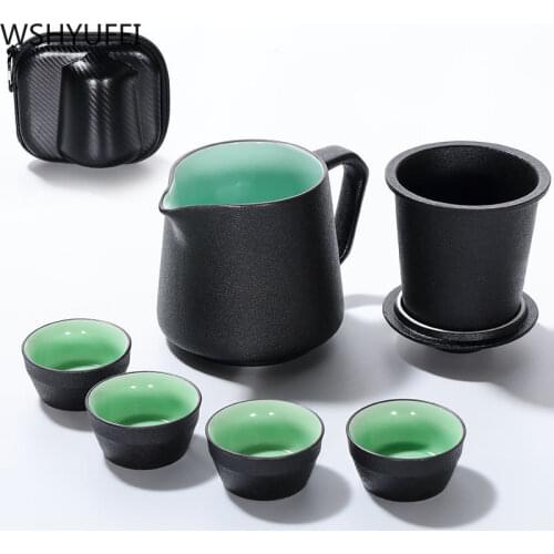 Private Customize Chinese Tea set Tea Set Ceramic Portable Teapot Set Travel Tea Cups Car tea set Household tea set Fine Gift