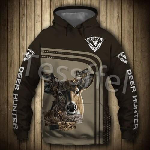 Tessffel 3D Printed Camo Hunting Deer Hunter Hoodies Sweatshirt Men Women Fashion Hooded Long Sleeve Streetwear Costume Style-5