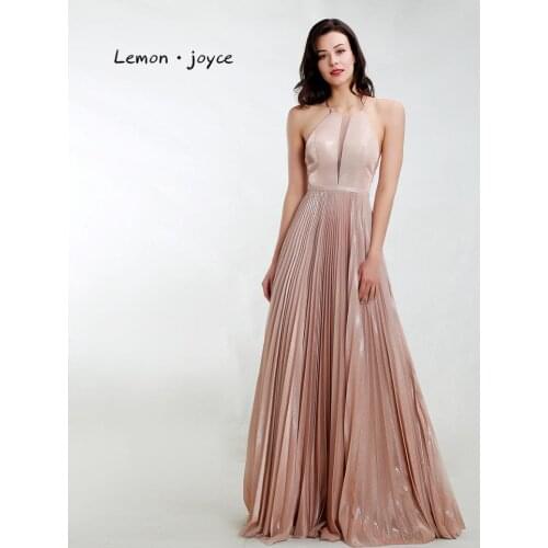 Lemon joyce Sexy Sleeveless Prom Dresses 2020 Simple Backless Evening Party Gowns Plus Size