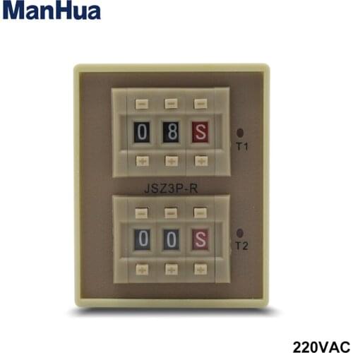 ManHua 220VAC Sealed CYCLE DELAY Timer Relay JSZ3P-R with 0.1s-99H range