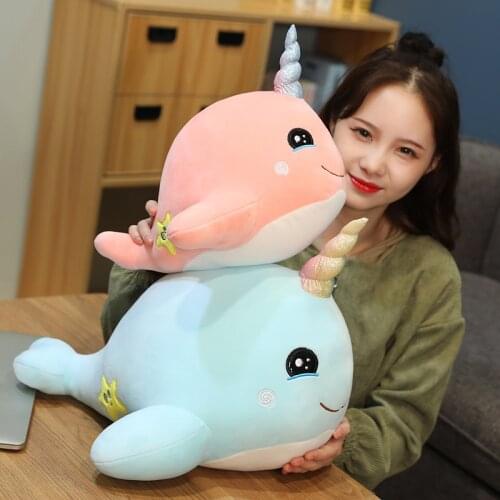 25-55CM kawaii Unicorn Whale Plush Toys Cute Stuffed Soft Ocean Animal Unicorn Pillow for Baby Girls kawaii Birthday Present