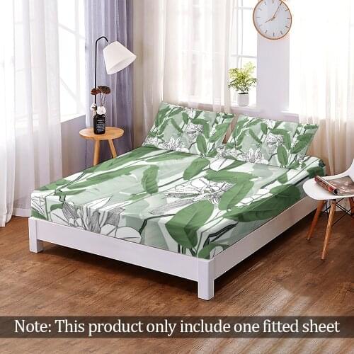 Fashion Fitted Sheet 3D Print Tropical Plant Leaves Custom Modern Hawaii Elastic Band Bed Sheet Queen King Bedroom Home Decor