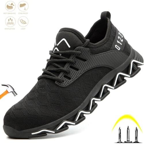 Men Safety Shoes Steel Toe Cap Industry Anti-piercing Work Boots Non-slip Comfortable Athletic Lightweight Breathable Sneakers