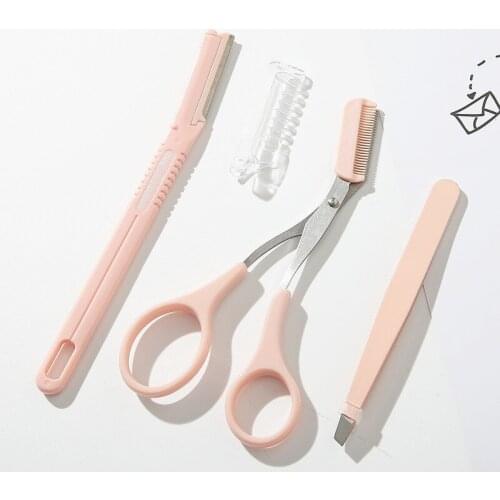 Eyebrow Trimmer Kit Scissors Blades Tweezers Hair Remover Tool Washable Stainless Steel Cosmetic Makeup Tool Eyebrow Clip Comb