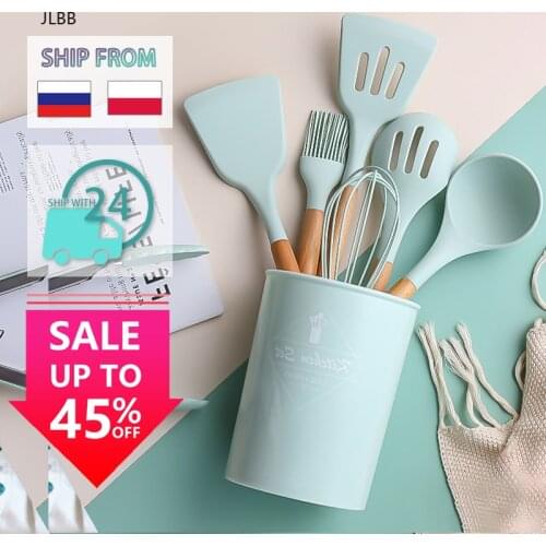 Silicone Cooking Utensils Set Kitchenware Cookware With Storage Box Heat-Resistant Kitchen Non-Stick Cookware Baking Tools